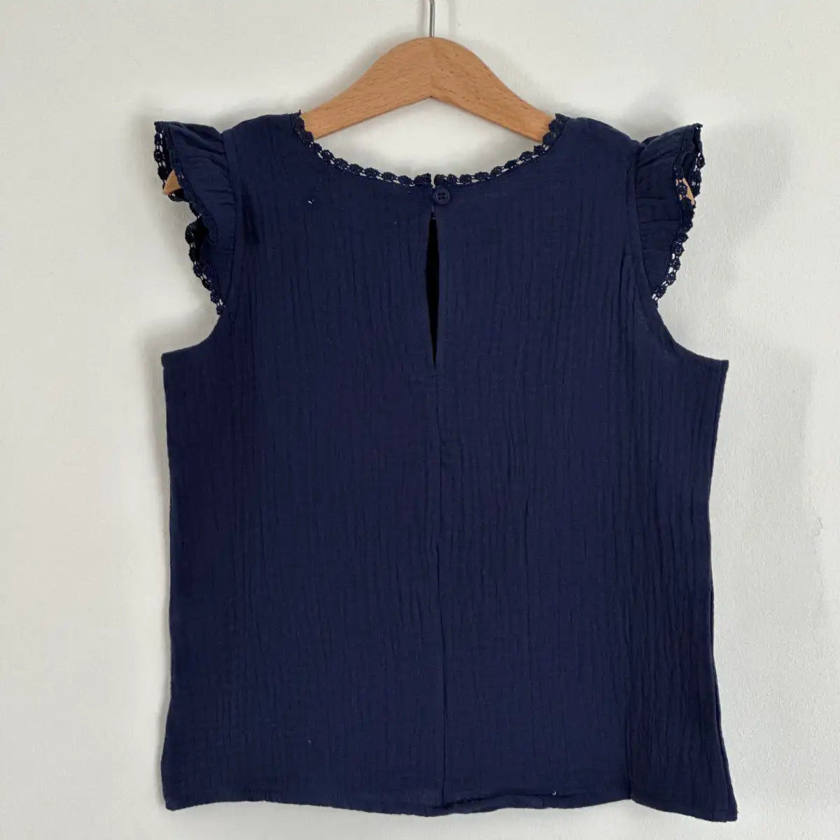 Blouse marine manches courtes en gaze de coton enfant