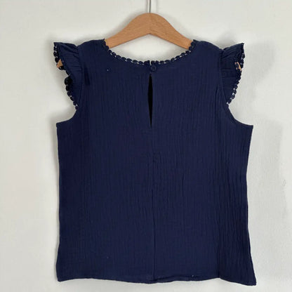 Blouse marine manches courtes en gaze de coton enfant
