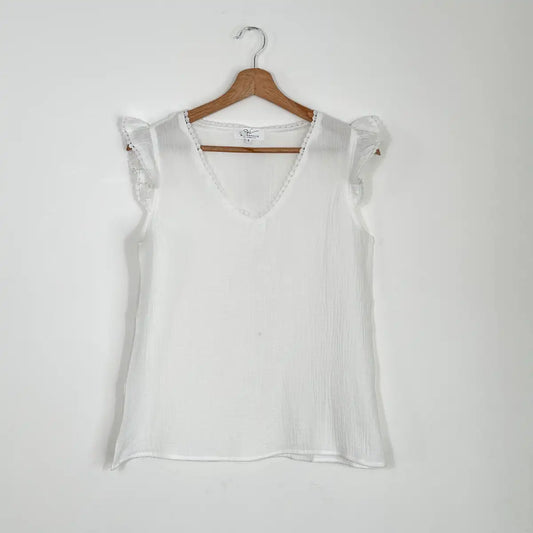 haut gaze de coton blanc femme